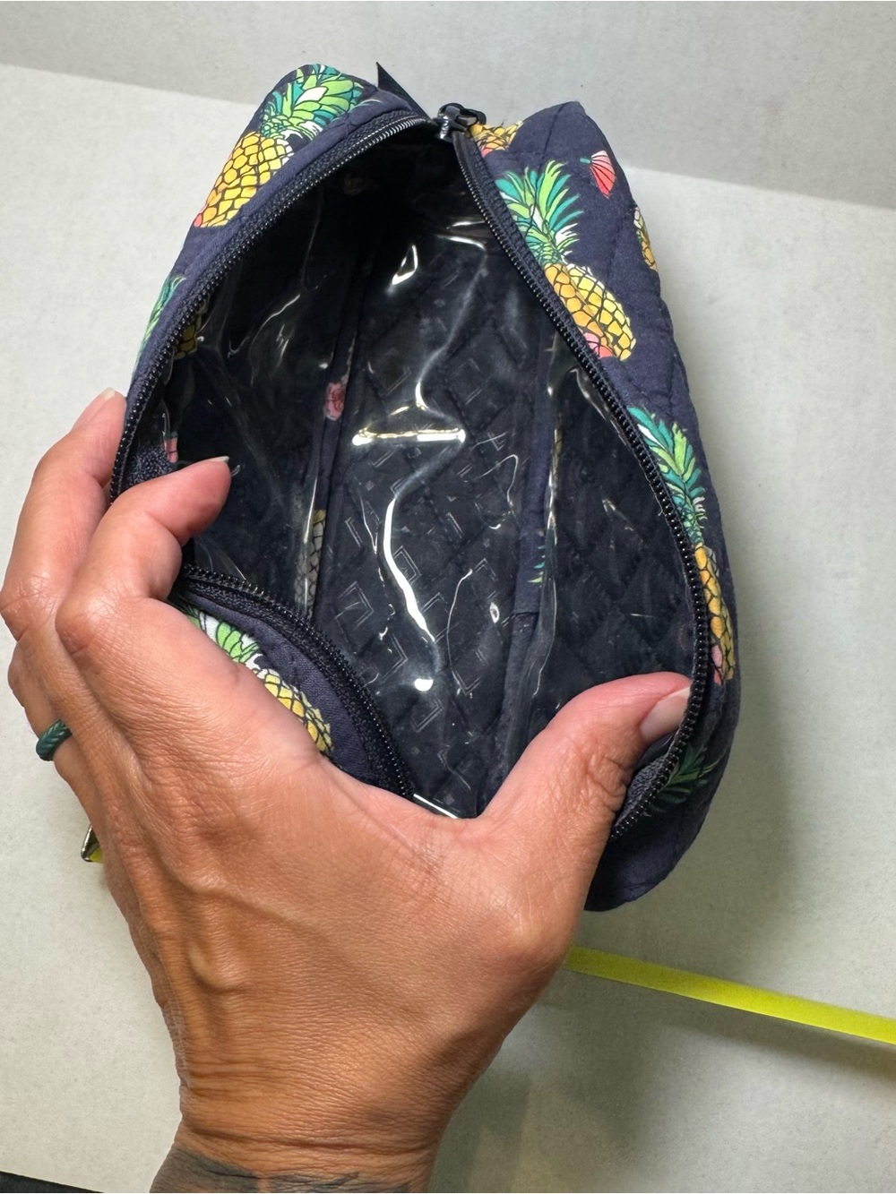 Vera Bradley Retired Toucan Party Quilted Cosmetic Bag | Pineapple Print - Picture 4 of 6